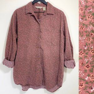 EDDIE BAUER VINTAGE MAUVE PINK FLORAL BUTTON DOWN